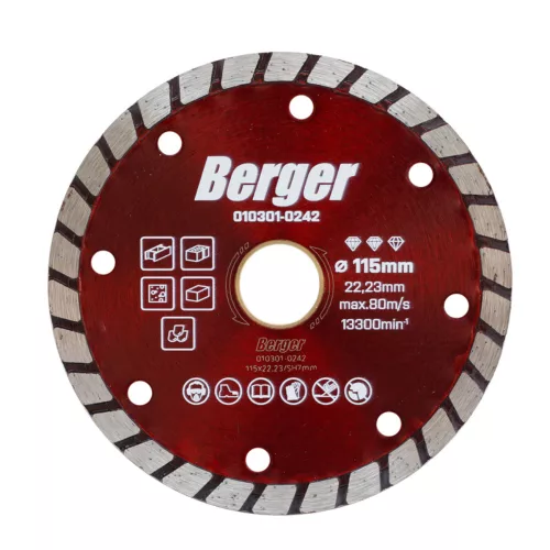 Berger turbo gyémánttárcsa 230x22,23/SH7mm (010301-0244)