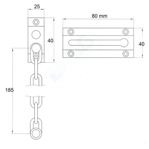 Ajtóbiztosító lánc rezezett csavarral (1400402)