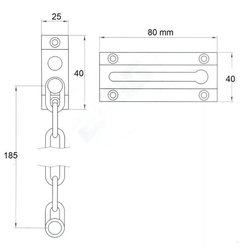 Ajtóbiztosító lánc krómozott csavarral (1400405)