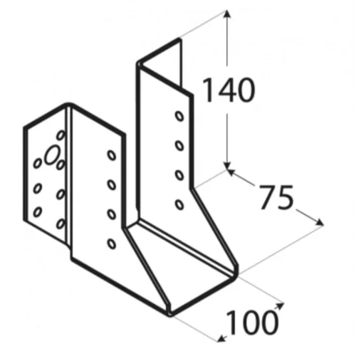 Gerendatartó külső 100x140x75/2mm horganyzott (3217452)