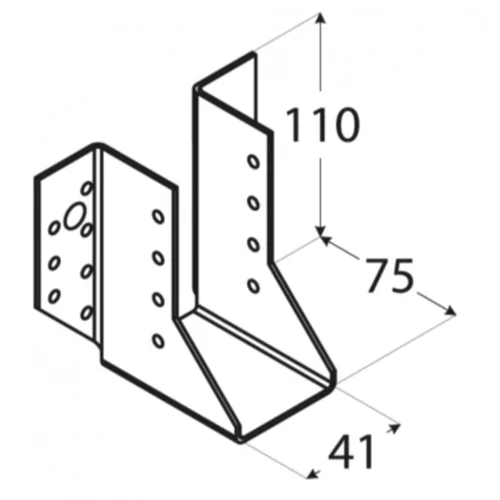 Gerendatartó külső 41x110x75/2mm horganyzott (3217453)