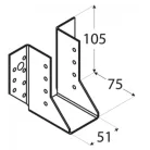 Gerendatartó külső 51x105x75/2mm horganyzott (3217519)