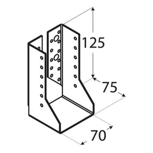 Gerendatartó belső 70x125x75/2mm horganyzott (3217635)