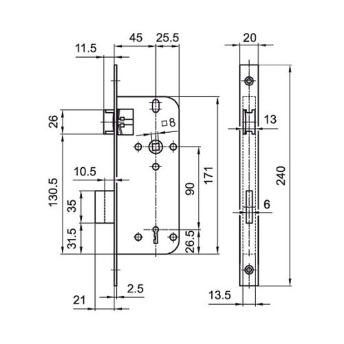 Elzett ajtózár 3411 DOSE normál 9cm (3286558)
