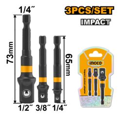   Ingco dugókulcs adapter 3 részes 1/4" Hex-->1/2", 1/4", 3/8" (AMN365A01)