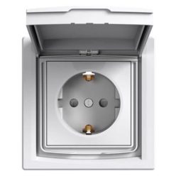 Asfora 2P+F aljzat, csapfedeles IP44, fehér (SCHEPH3100321)