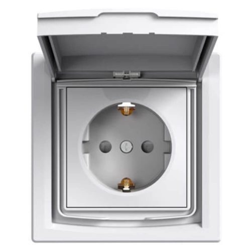 Asfora 2P+F aljzat, csapfedeles IP44, fehér (SCHEPH3100321)