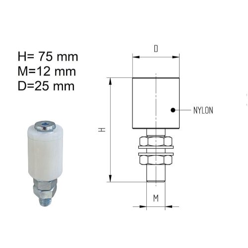 Tolókapu támasztógörgő 25x40mm