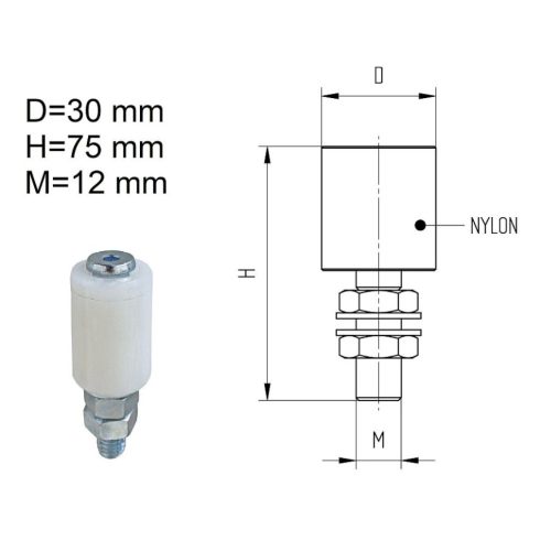 Tolókapu támasztógörgő 30x40mm