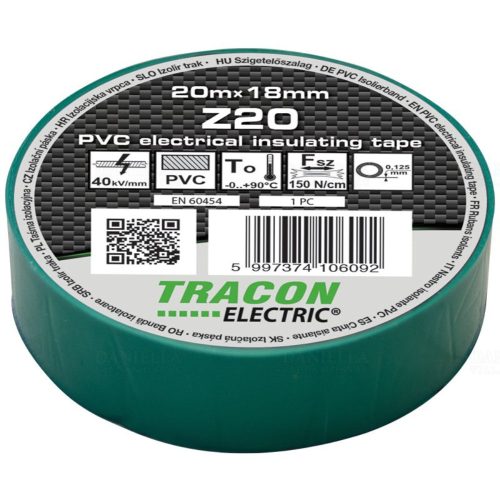 Tracon K20 szigetelőszalag zöld (TRAZ20)