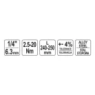 Yato YT-07511 nyomatékkulcs 1/4" 2,5-20Nm/240-250m
