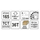 Yato YT-60591 fűrésztárcsa fához 160/16/36