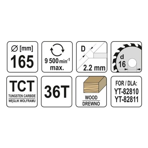 Yato YT-60591 fűrésztárcsa fához 160/16/36