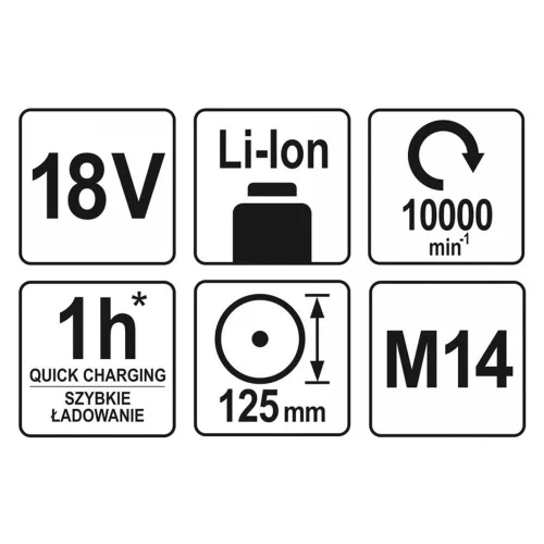 Yato YT-82827 akkus sarokcsiszoló (akku + töltő nélkül)