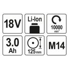 Yato YT-82828 akkus sarokcsiszoló 125mm