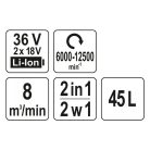 Yato YT-85175 akkus lombfúvó-lombszívó