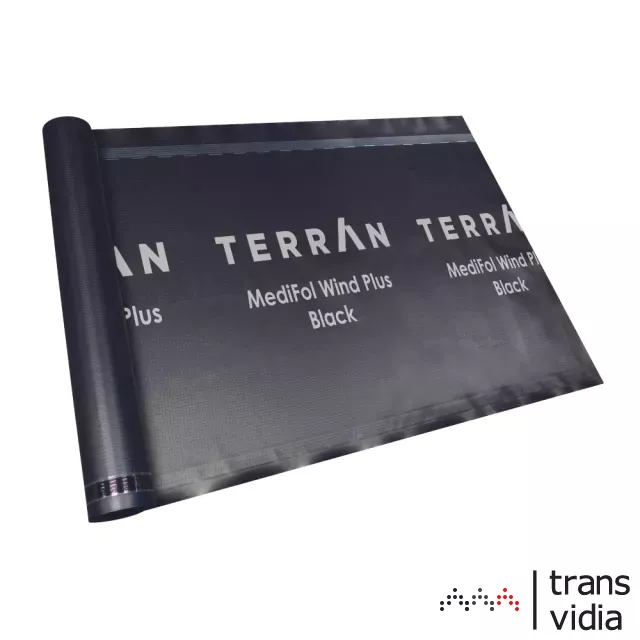 Terrán MediFol Wind Plus Black páraáteresztő tetőfólia 75m2/tekercs (15000946)